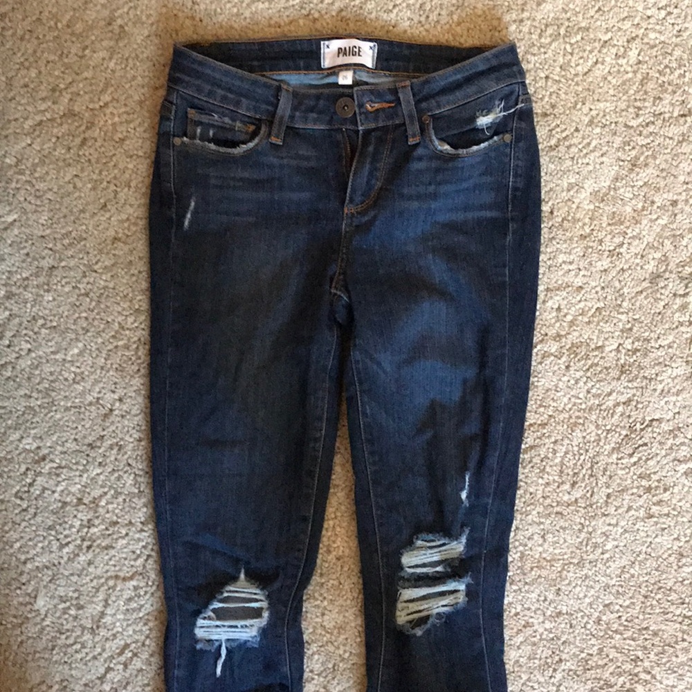 Paige medium wash skinny jeans